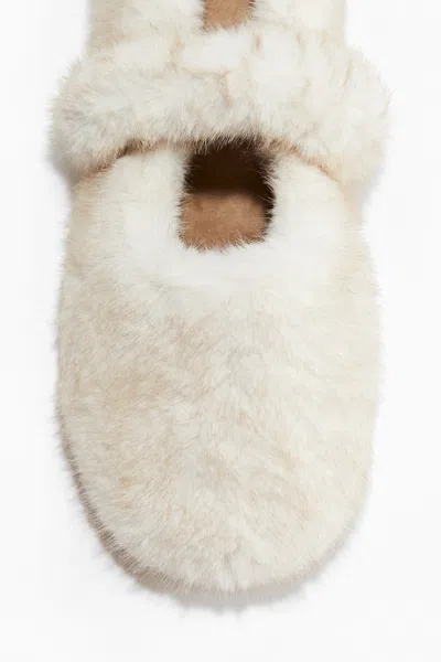 H&m Fluffy Slippers In White