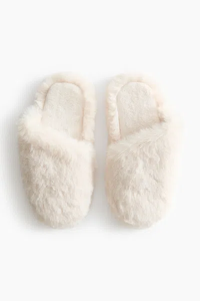 H&m Fluffy Slippers In White