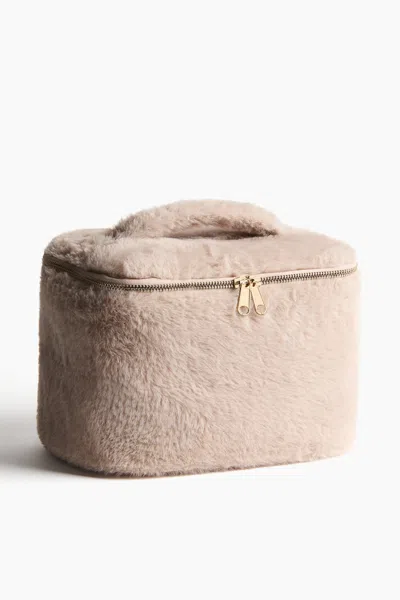 H&m Fluffy Toiletry Bag In Light Beige/marbled