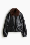H&m Fluffy-collared Jacket In Black