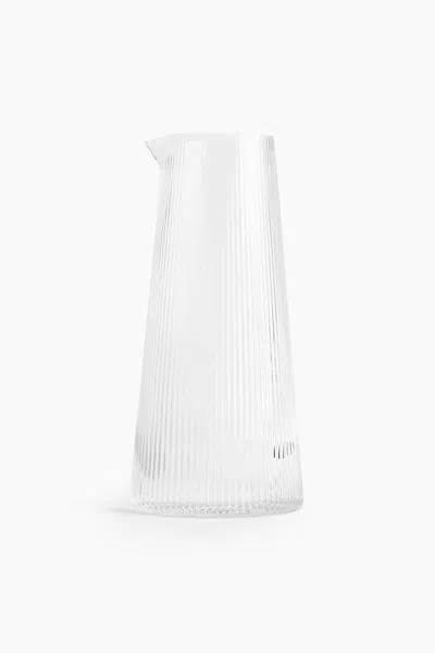 H&m Fluted Glass Carafe In White