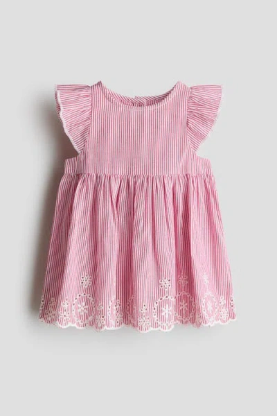 H&m Babies'  Flutter-sleeved Cotton Dress In Gray