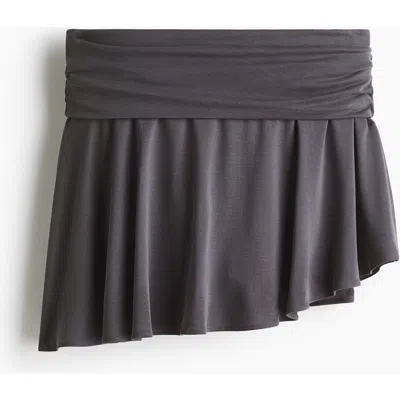H&m Foldover-waist Asymmetric Yoga Skirt In Brown