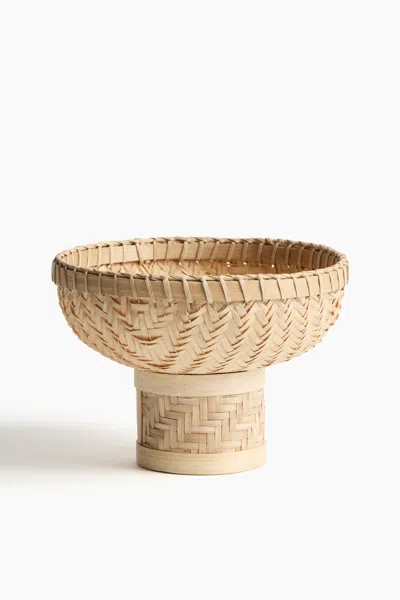 H&m Footed Bamboo Serving Bowl In Beige