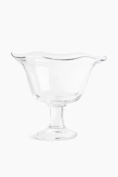H&m Footed Irregular-shaped Glass Serving Bowl In Transparent