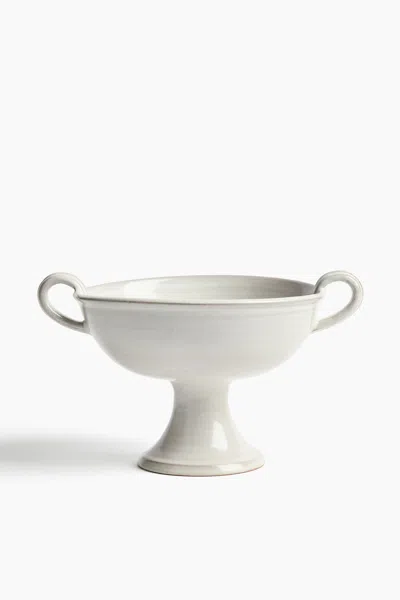 H&m Footed Reactive-glaze Serving Bowl In White