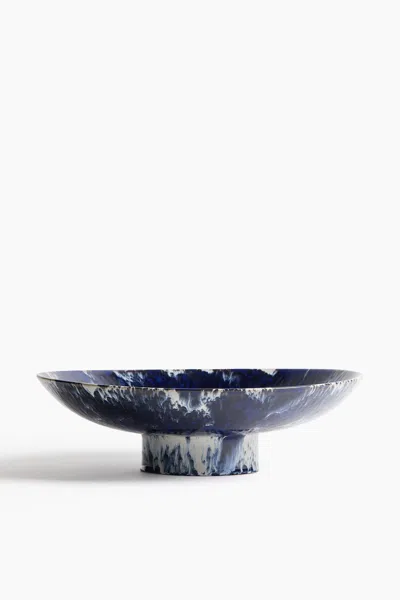 H&m Footed Terracotta Serving Bowl In Blue