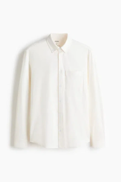 H&m Four-way Stretch Regular Fit Shirt In White
