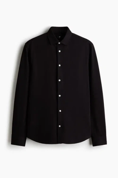 H&m Four-way Stretch Slim Fit Shirt In Black