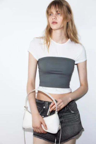 H&m Frayed Denim Shorts In Gray