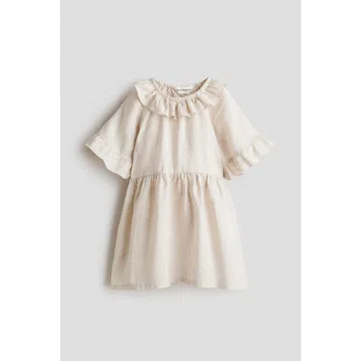 H&m Kids'  Frill-collared Linen Dress In Brown