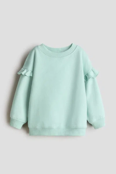 H&m Kids'  Frilled Sweatshirt In Green