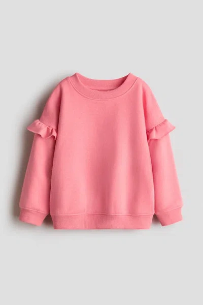H&m Kids'  Frilled Sweatshirt In Pink