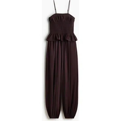 H&m Frill-trimmed Bandeau Jumpsuit In Brown
