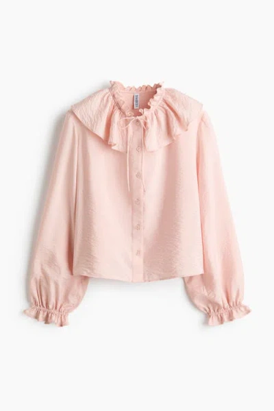 H&m Frill-trimmed Blouse In Blue