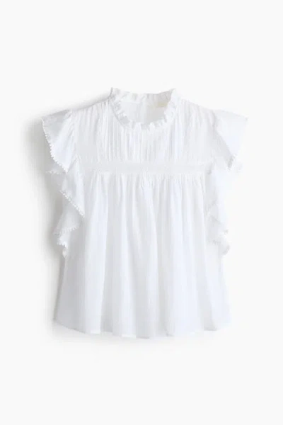 H&m Frill-trimmed Blouse In White