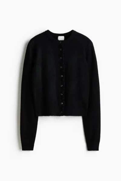 H&m Frill-trimmed Cardigan In Black
