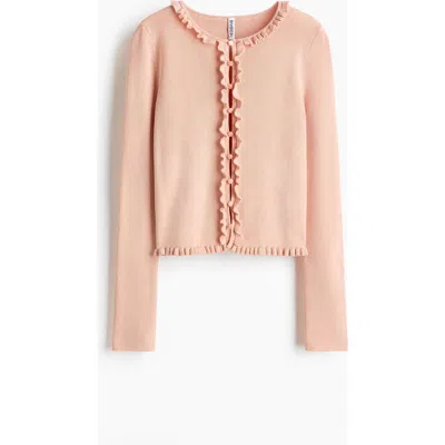 H&m Frill-trimmed Cardigan In Pink
