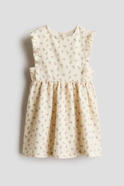 H&m Kids'  Frill-trimmed Cotton Dress In White