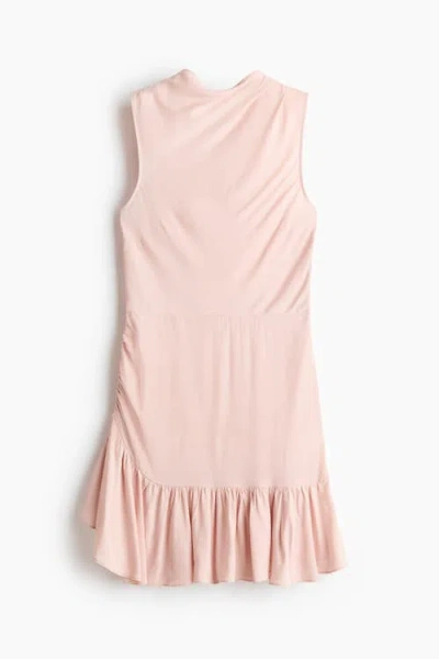 H&m Frill-trimmed Crêpe Dress In Pink