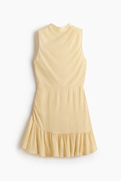 H&m Frill-trimmed Crêpe Dress In Yellow