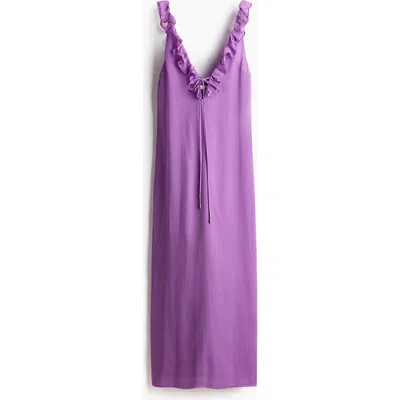 H&m Frill-trimmed Crinkled Dress In Purple