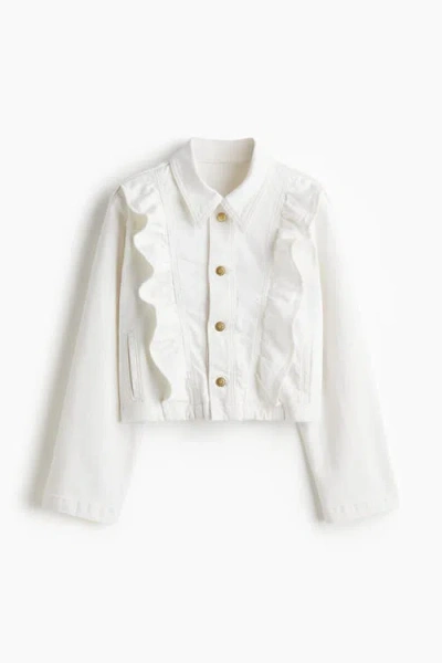 H&m Frill-trimmed Denim Jacket In White