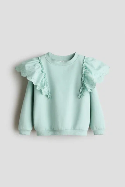 H&m Kids'  Frill-trimmed Sweatshirt In Blue