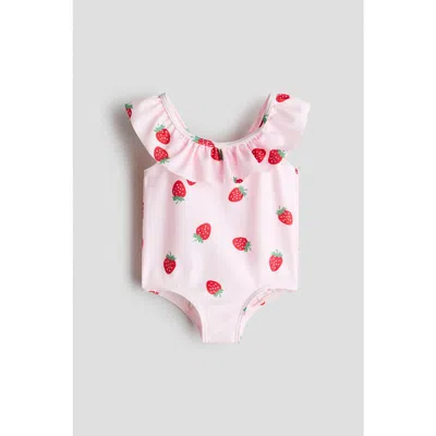 H&m Babies'  Frill-trimmed Swimsuit In Animal Print