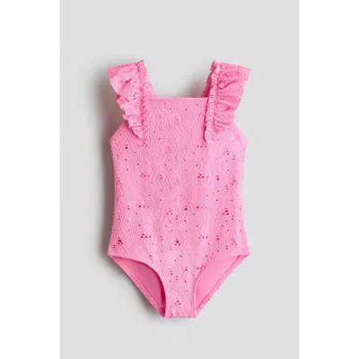 H&m Kids'  Frill-trimmed Swimsuit In Pink