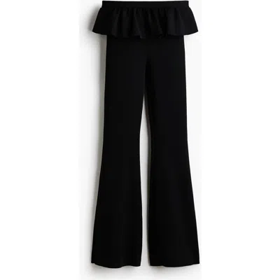 H&m Frill-trimmed Trousers In Black