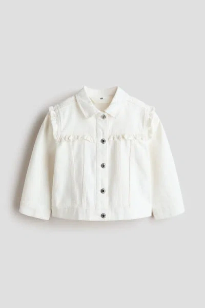 H&m Kids'  Frill-trimmed Twill Jacket In White