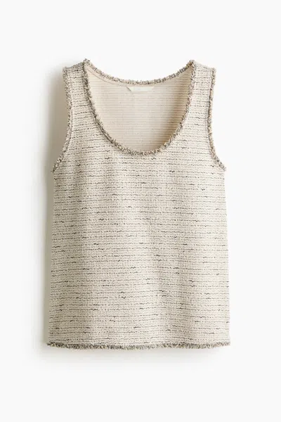 H&m Fringed Bouclé-knit Tank Top In Gold