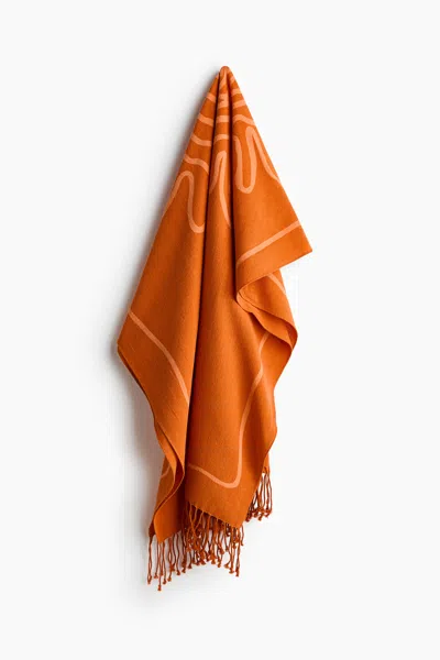 H&m Fringed Cotton Beach Towel In Orange