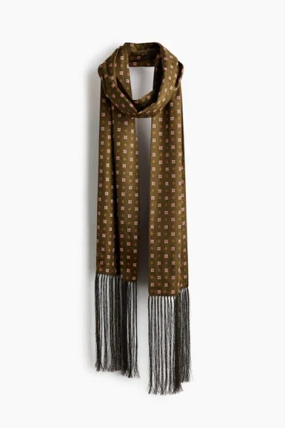 H&m Fringed Scarf In Brown
