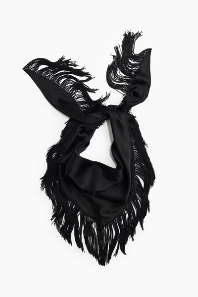 H&m Fringed Triangle Scarf In Black
