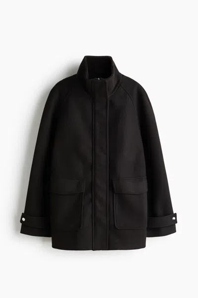 H&m Funnel-collar Coat In Brown