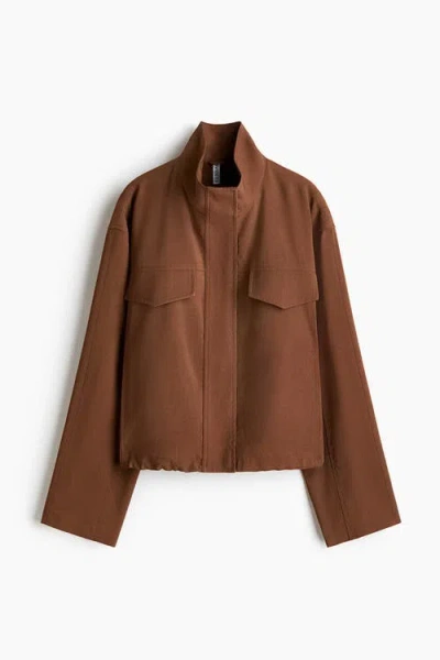 H&m Funnel-collar Jacket In Brown