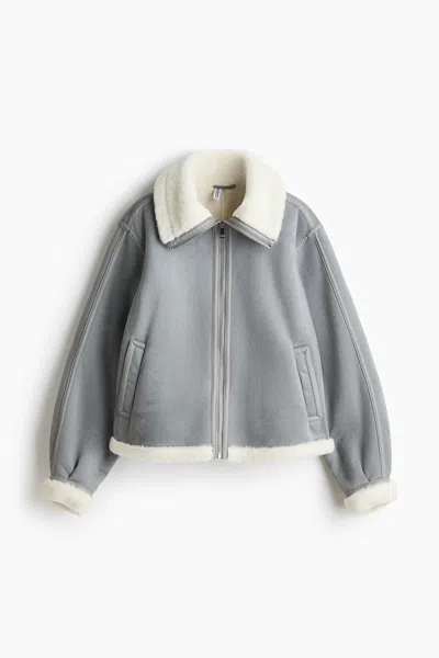 H&m Funnel-collar Jacket In Gray