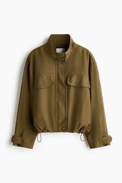 H&m Funnel-collar Jacket In Green
