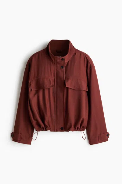H&m Funnel-collar Jacket In Brown