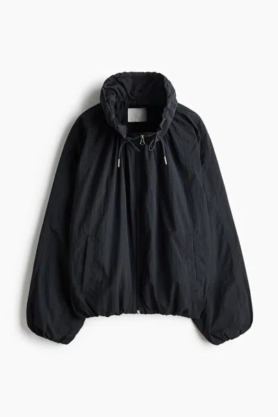 H&m Funnel-collar Nylon Jacket In Black
