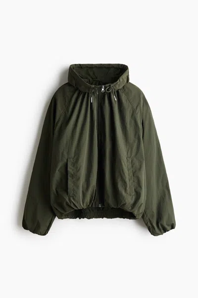 H&m Funnel-collar Nylon Jacket In Green