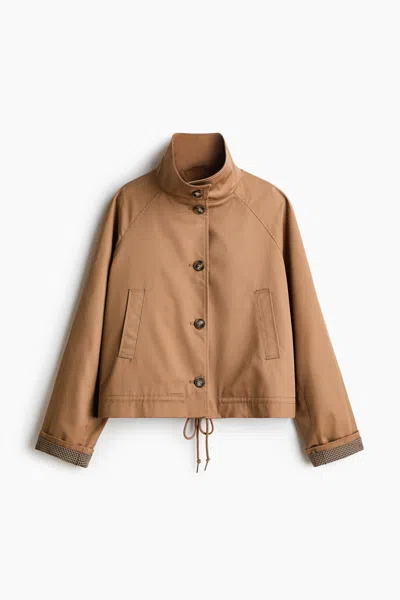 H&m Funnel-collar Twill Jacket In Black