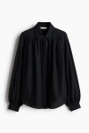 H&m Gathered Blouse In Black