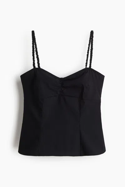 H&m Gathered Camisole Top In Black