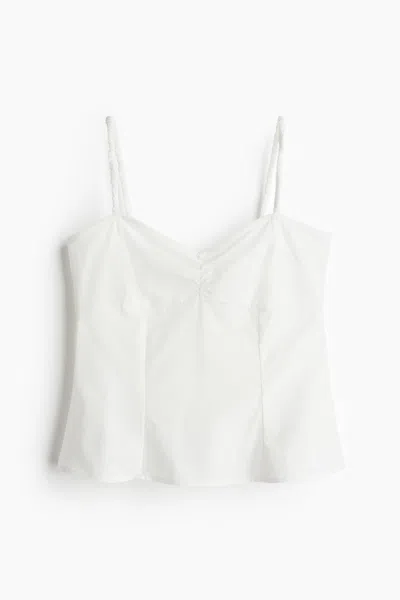 H&m Gathered Camisole Top In White