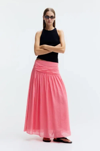 H&m Gathered Crêpe Skirt In Pink
