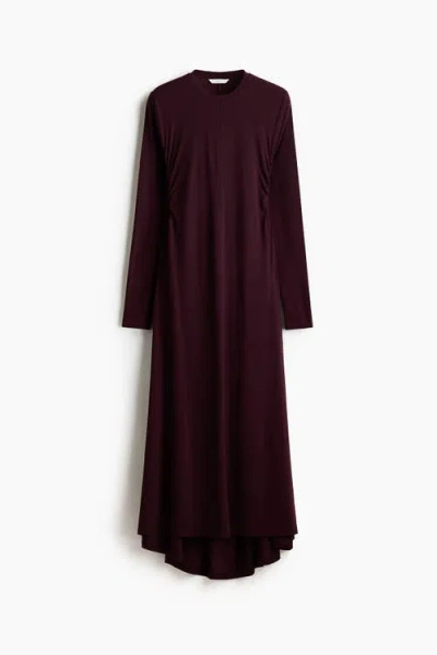 H&m Gathered Jersey Dress In Brown