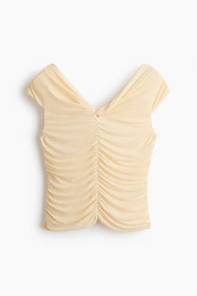H&m Gathered Off-the Shoulder Top In Yellow